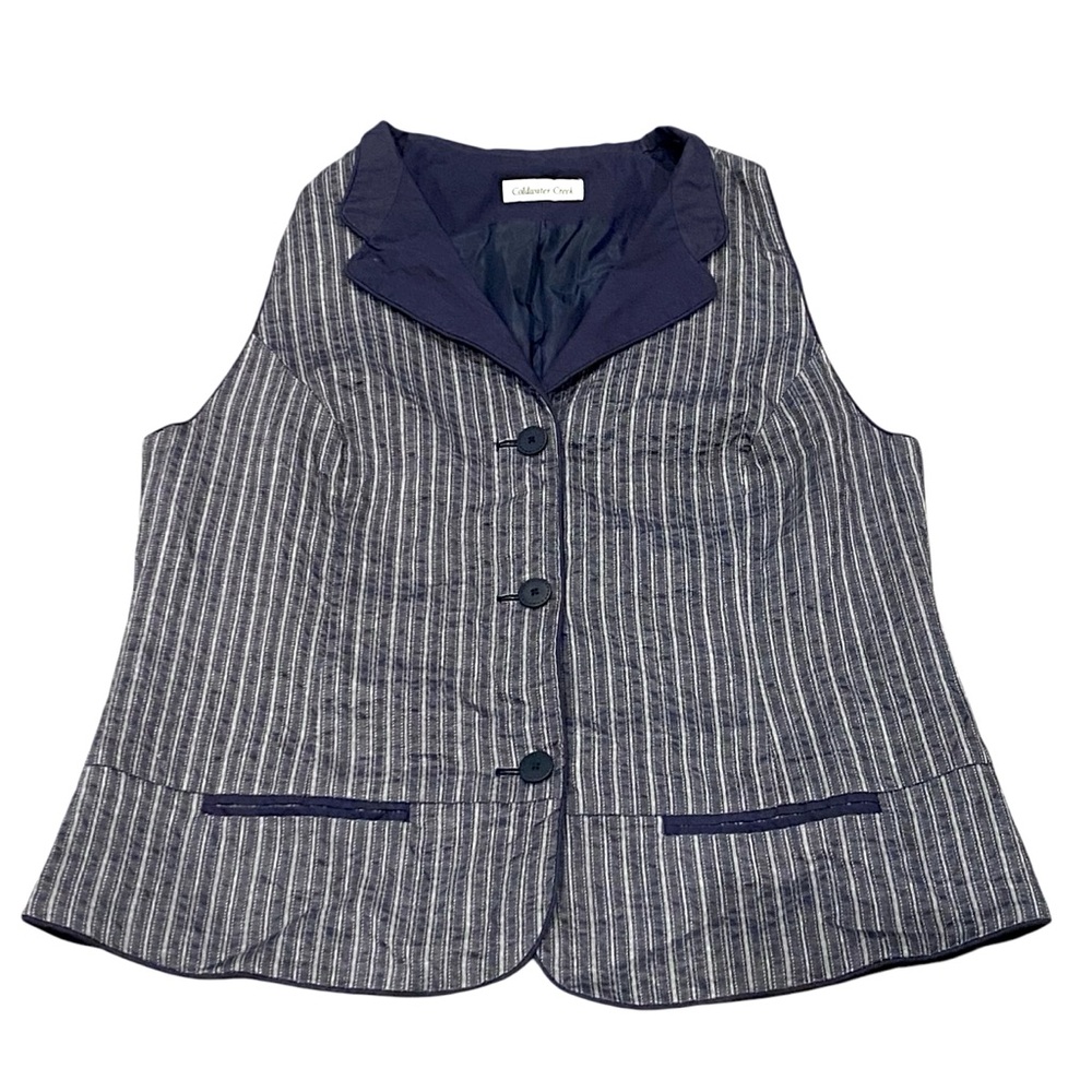 Coldwater Creek Navy Blue Striped Vest / Gilet